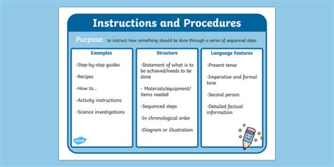 Procedures and instructions .